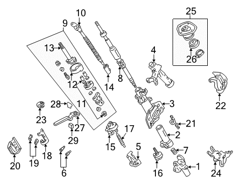 2007 Toyota Land Cruiser Steering Column Assembly Diagram
