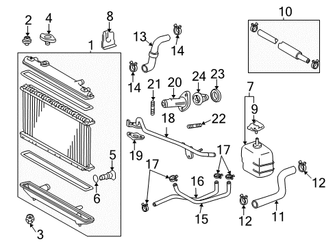 2004 Toyota Camry Radiator Assembly Diagram for 16410-AZ014
