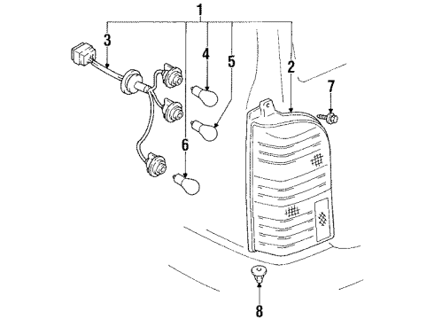 1989 Toyota Corolla Tail Lamps - Headlights Diagram 3 - Thumbnail