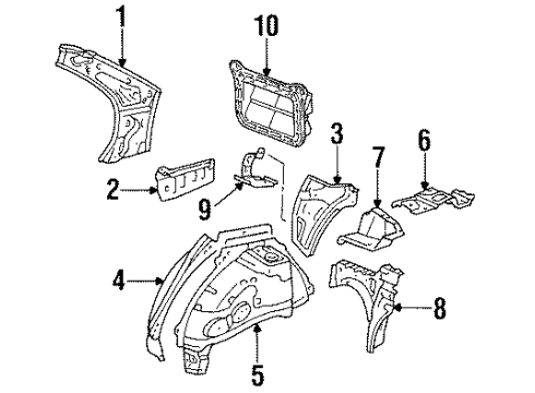 1996 Toyota Tercel Inner Structure - Quarter Panel Diagram 2 - Thumbnail