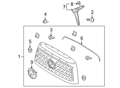 2012 Toyota Sequoia Grille & Components Diagram