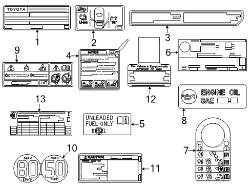 2025 Toyota Crown Signia Information Labels Diagram
