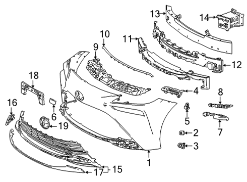 2025 Toyota Mirai Bumper & Components - Front Diagram