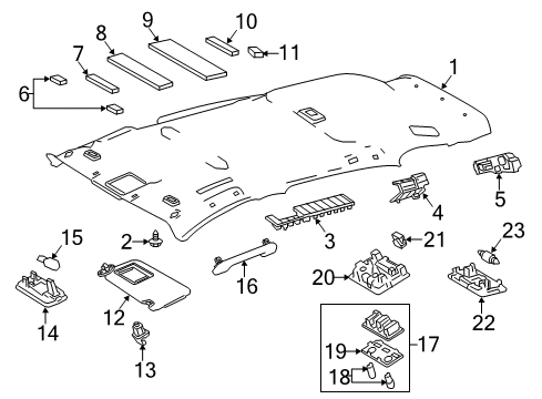 2016 Toyota RAV4 Interior Trim - Roof Diagram