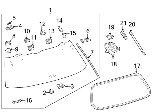 2025 Toyota Sequoia Glass - Lift Gate Diagram