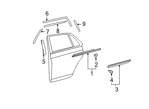 2008 Toyota Avalon Exterior Trim - Rear Door Diagram