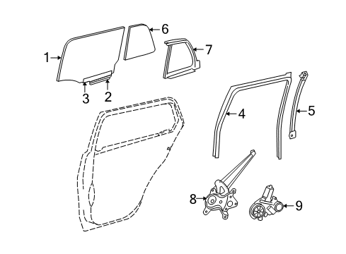 2010 Scion xD Glass - Rear Door Diagram