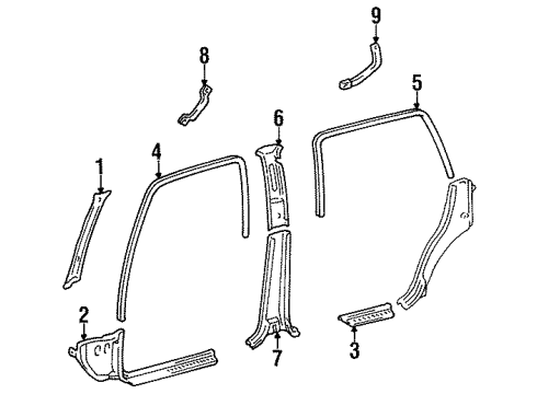 1997 Toyota Land Cruiser Interior Trim - Pillars Diagram