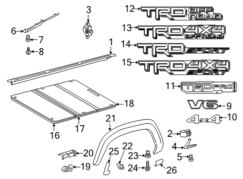 2017 Toyota Tacoma Rear Molding, Lower Driver Side Diagram for 75642-04010