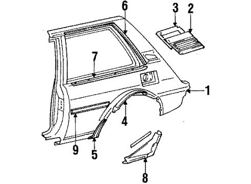 1987 Toyota Corolla Exterior Trim - Quarter Panel Diagram