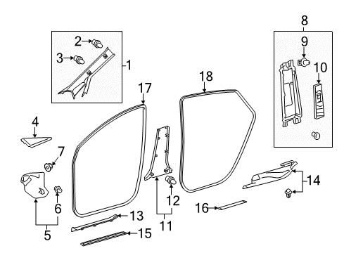 2012 Toyota Prius V Interior Trim - Pillars Diagram