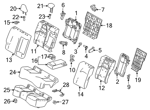 2025 Toyota Corolla Rear Seat Components Diagram