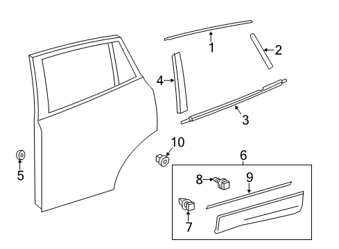 2018 Toyota RAV4 Exterior Trim - Rear Door Diagram