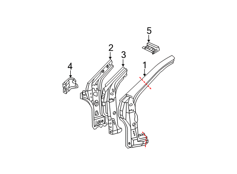 2003 Toyota Corolla Reinforcement Bracket, Driver Side Diagram for 61104-02030