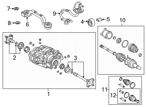 2020 Toyota Prius AWD-e Axle & Differential - Rear Diagram