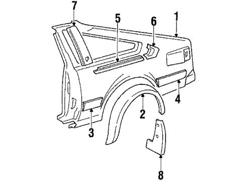 1985 Toyota Celica Outer Components - Quarter Panel Diagram
