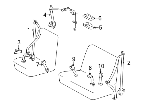 2010 Scion xD Rear Seat Belts Diagram