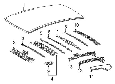 2022 Toyota Camry Roof Bow, Rear Diagram for 63149-06080