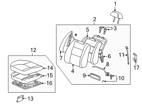 2000 Toyota Camry Seat Back Frame, Front Diagram for 71013-33070