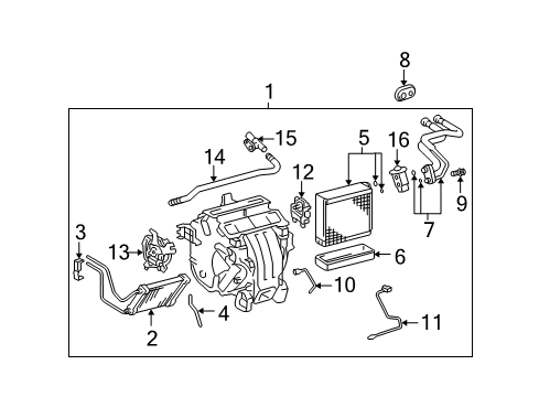 2005 Toyota Solara A/C Evaporator & Heater Components Diagram