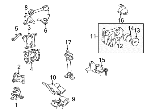 2001 Toyota Camry Torque Strut Brace, Passenger Side Diagram for 12317-20010