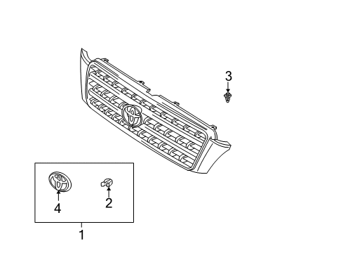 2002 Toyota Highlander Grille & Components Diagram