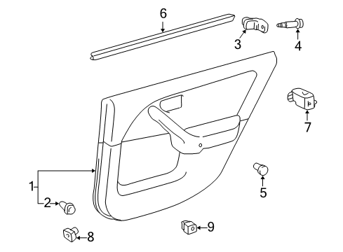 1997 Toyota Camry Interior Trim - Rear Door Diagram