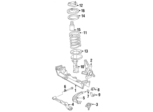 1994 Toyota Previa Front Suspension Components Diagram 3 - Thumbnail