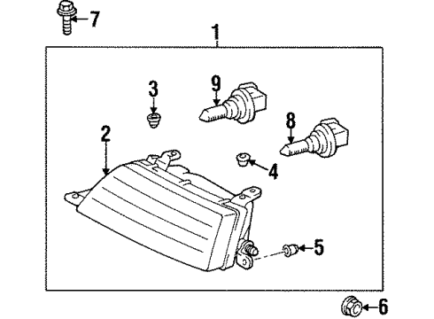 1998 Toyota Avalon Headlamp Components Diagram