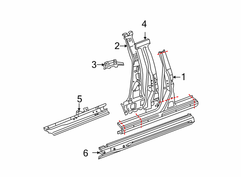 2005 Toyota Matrix Center Pillar & Rocker Diagram