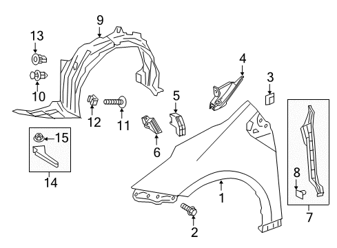 2017 Toyota Prius Prime Fender & Components Diagram
