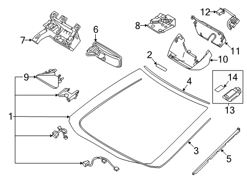 2025 Toyota Land Cruiser Glass - Windshield Diagram