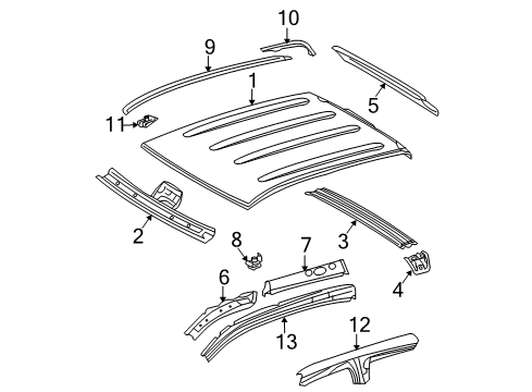 2009 Toyota Tundra Drip Molding, Rear Driver Side Diagram for 75554-0C020