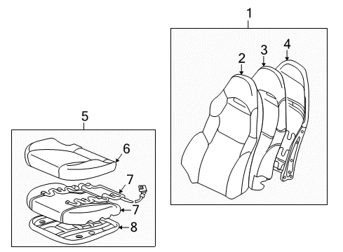 2004 Toyota Celica Cushion Cover, Driver Side Diagram for 71072-2G550-C9