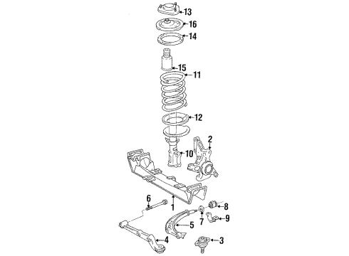 1994 Toyota Previa Front Suspension Components Diagram 2 - Thumbnail