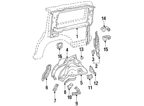 1992 Toyota 4Runner Inner Structure - Quarter Panel Diagram