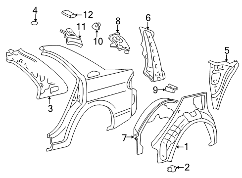 2002 Toyota Prius Inner Structure - Quarter Panel Diagram