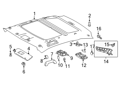 2015 Scion tC Interior Trim - Roof Diagram