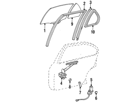 1995 Toyota Tercel Glass - Rear Door Diagram