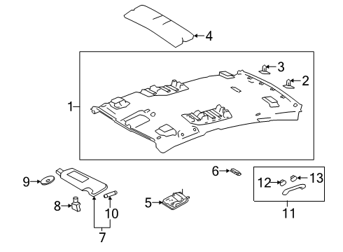 2020 Toyota Avalon Interior Trim - Roof Diagram