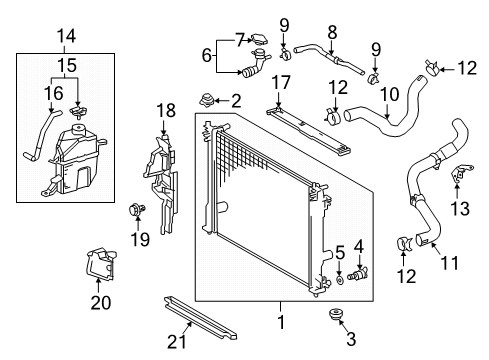 2022 Toyota Camry Radiator Hose, Upper Driver Side Diagram for 16571-F0010