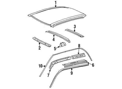 1995 Toyota Tercel Roof & Components Diagram 2 - Thumbnail