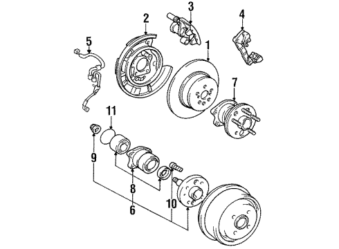 1993 Toyota Camry Brake Components Diagram 3 - Thumbnail