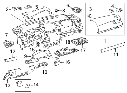 2012 Toyota Camry Instrument Panel Components Diagram 2 - Thumbnail