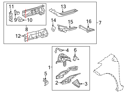 2017 Toyota Yaris Center Rail, Inner Rear Driver Side Diagram for 57192-52020