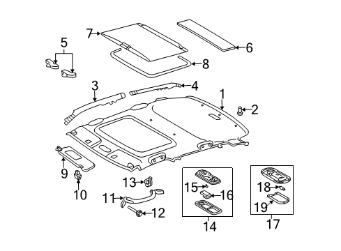 2004 Scion xA Interior Trim - Roof Diagram