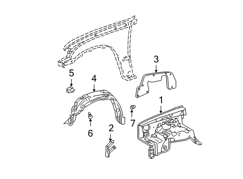 1996 Toyota Tacoma Inner Components - Fender Diagram