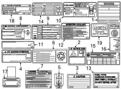 2020 Toyota Mirai Information Labels Diagram