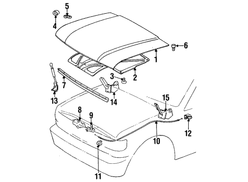 1994 Toyota Land Cruiser Hood & Components Diagram