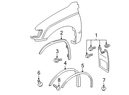 1996 Toyota Tacoma Exterior Trim - Fender Diagram